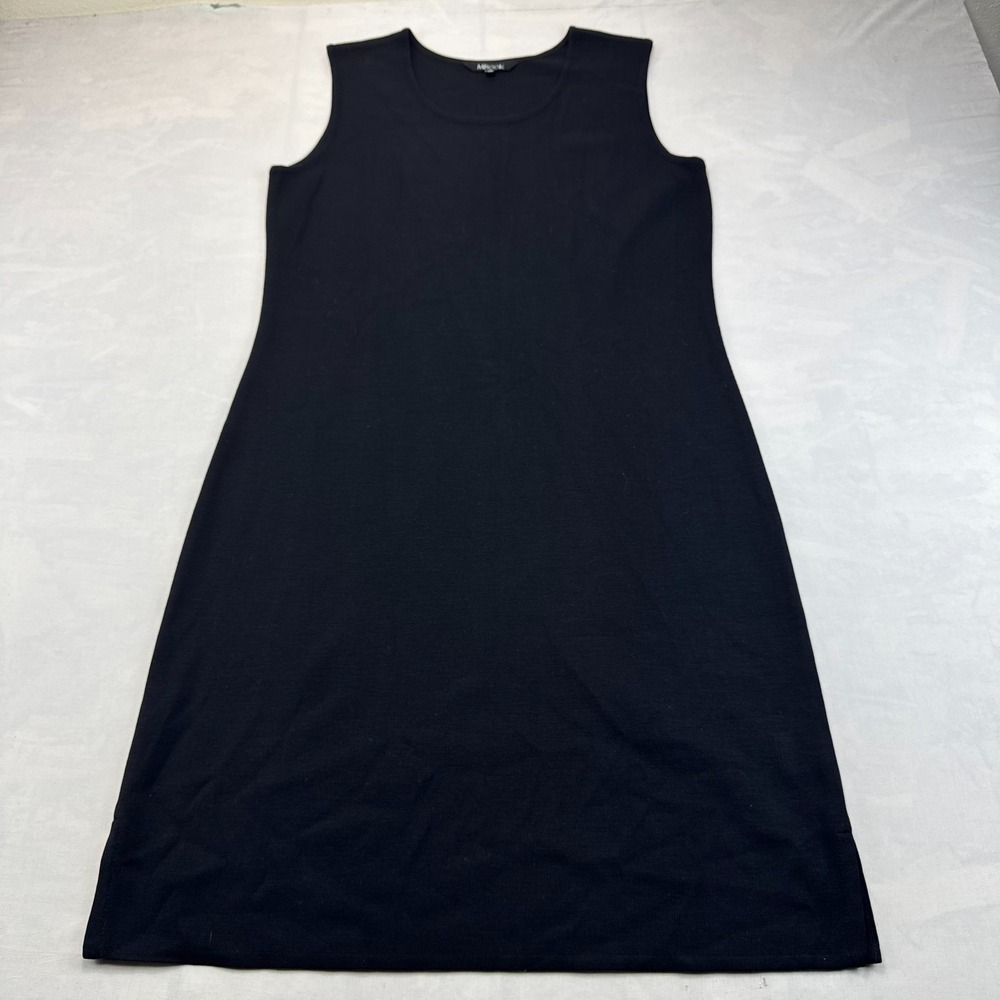 Misook Tank Dress Womens Medium Black Knit Scoop Neck Classic Evening Pullover